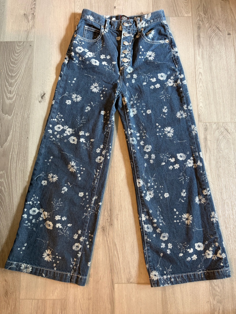 BDG Urban Outfitters Floral Print Wide Leg Jeans Size 25 Cottagecore Boho